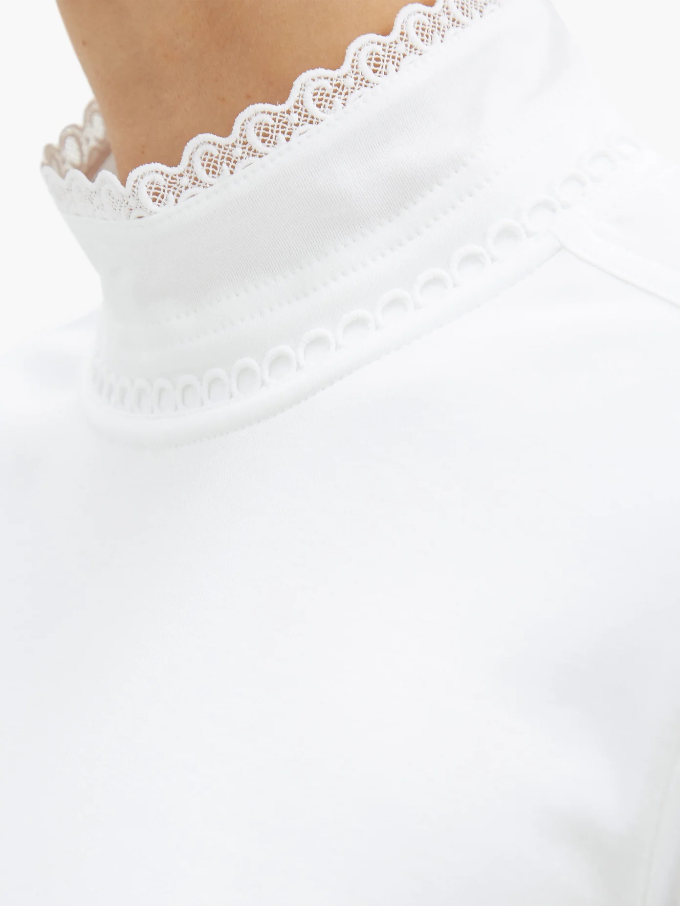 C-lace long-sleeved cotton T-shirt - 4