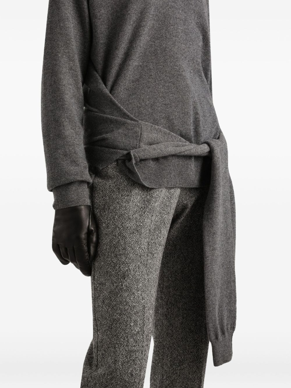 tie-detail V-neck sweater - 4