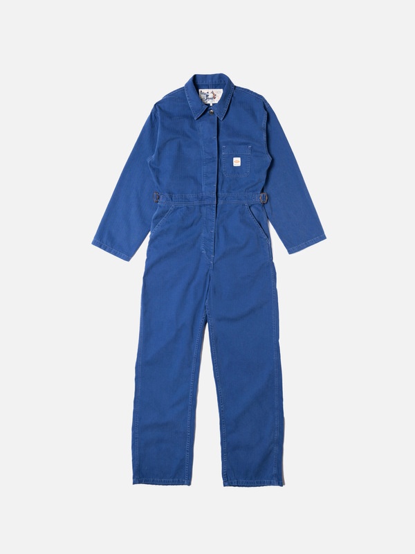 Ella Herringbone Boilersuit Blue - 1