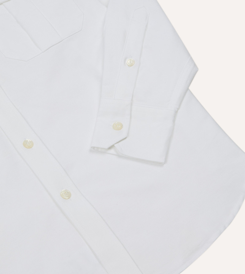 White Oxford Cotton Military Shirt 5