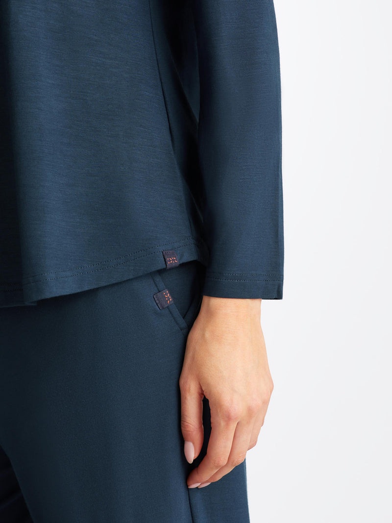 Women's Long Sleeve T-Shirt Lara Micro Modal Stretch Navy - 7