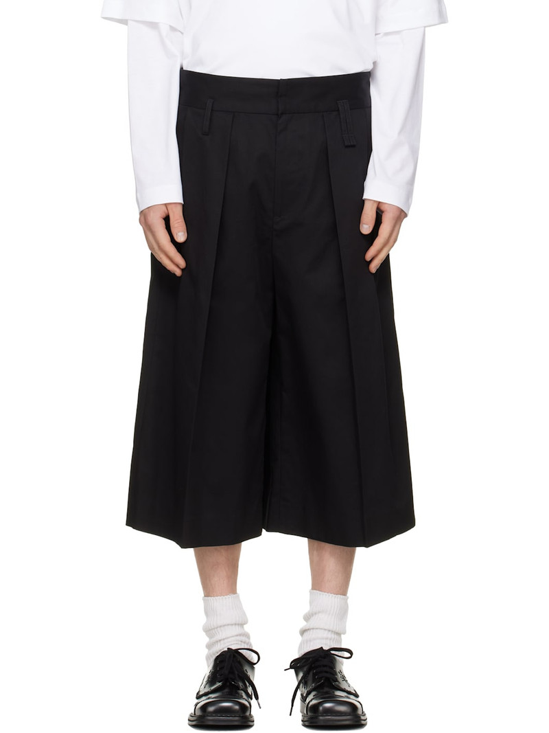 Black Peeling Waist Wide Leg Shorts 1