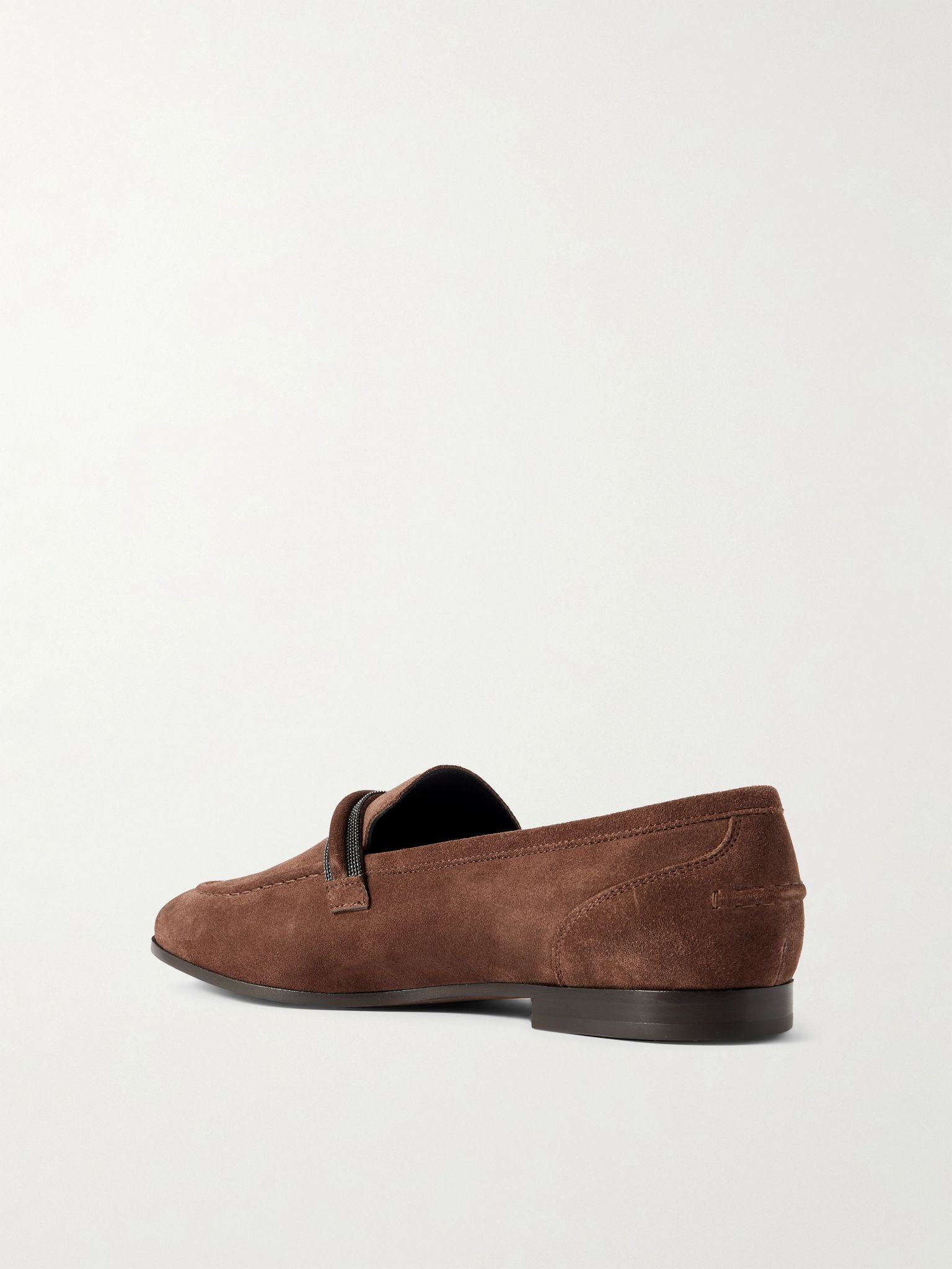 Bead-embellished suede loafers Burgundy - 3