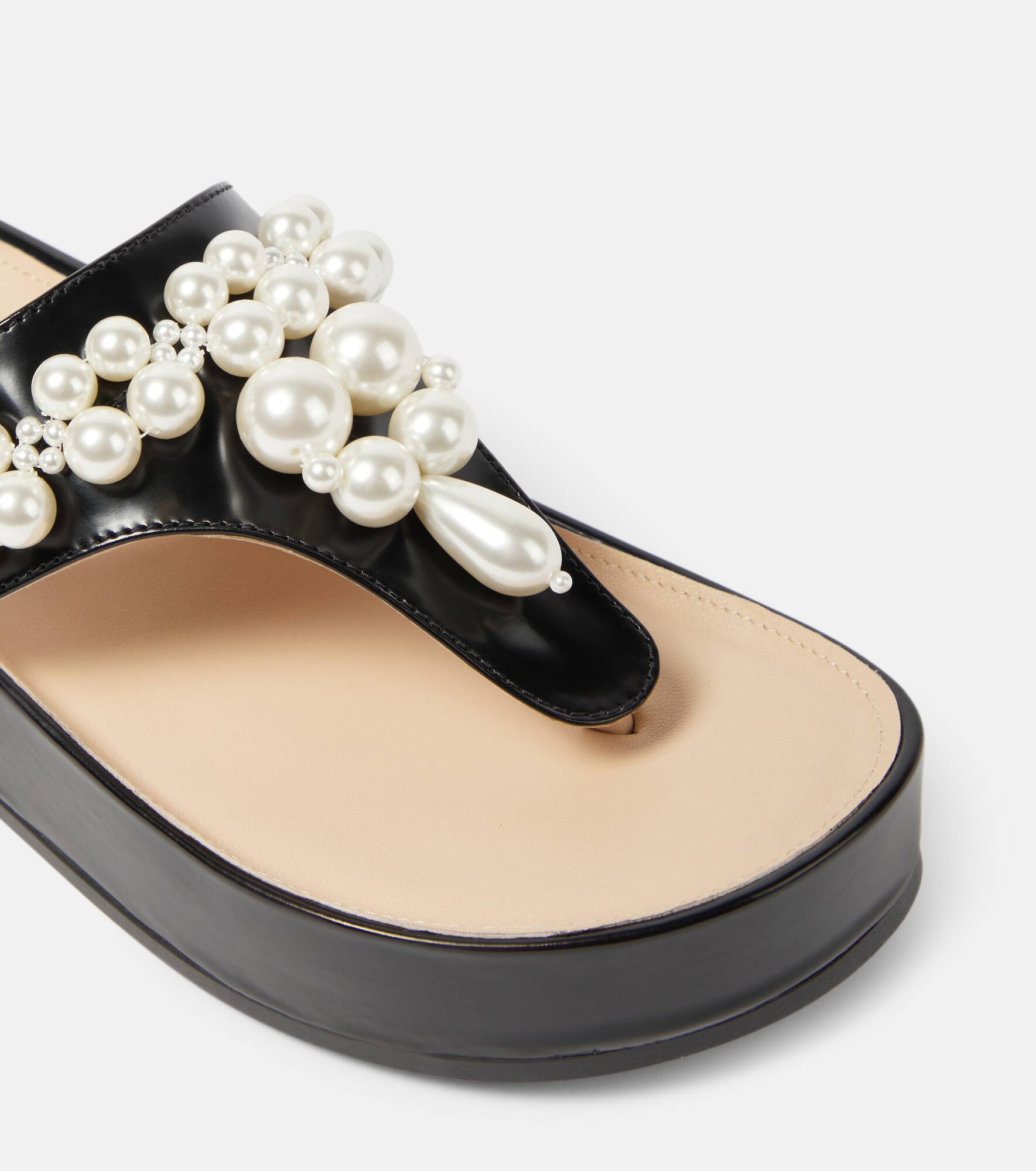 Embellished leather thong sandals - 6