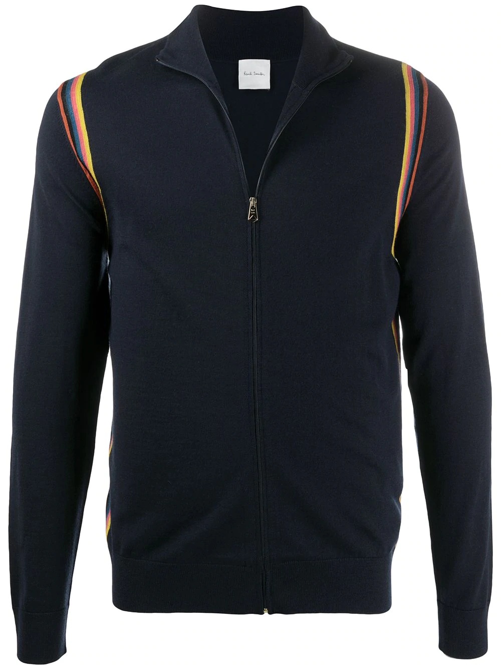 side-stripe zip-up knit jumper - 1