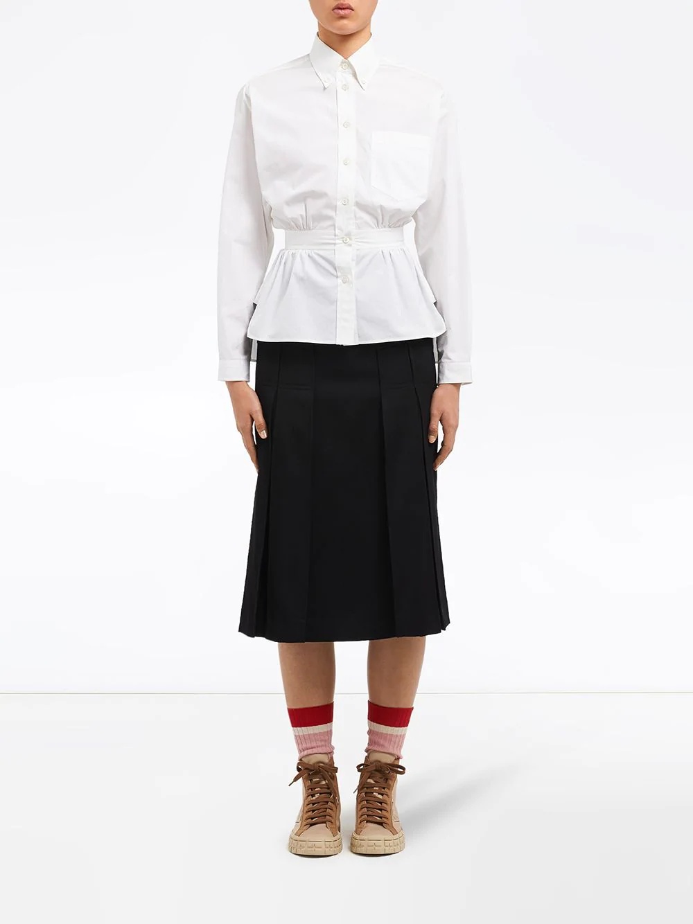 cinched waist poplin shirt - 2