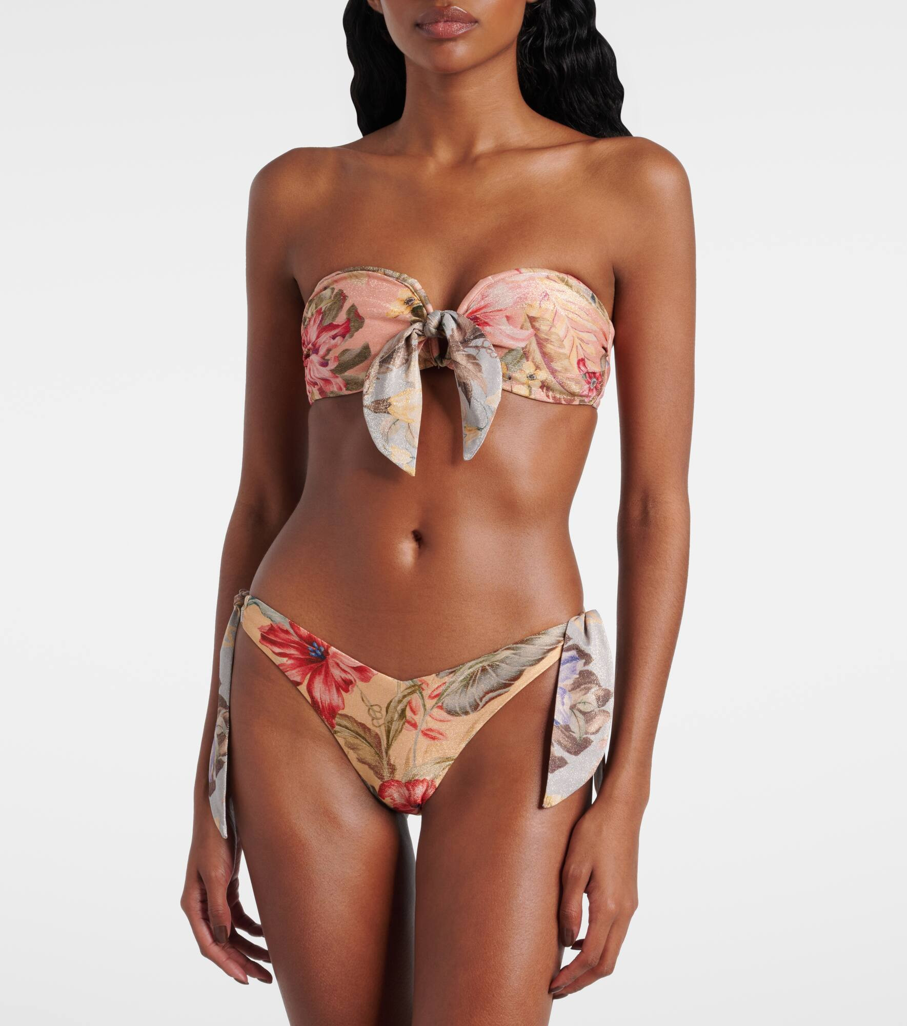 Coco bow-detail floral bikini top - 2