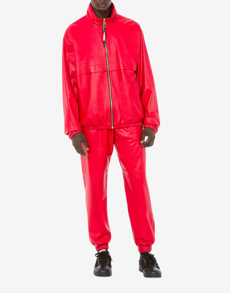 Moschino MINI LETTERING ZIP PULLER NAPPA LEATHER JACKET outlook