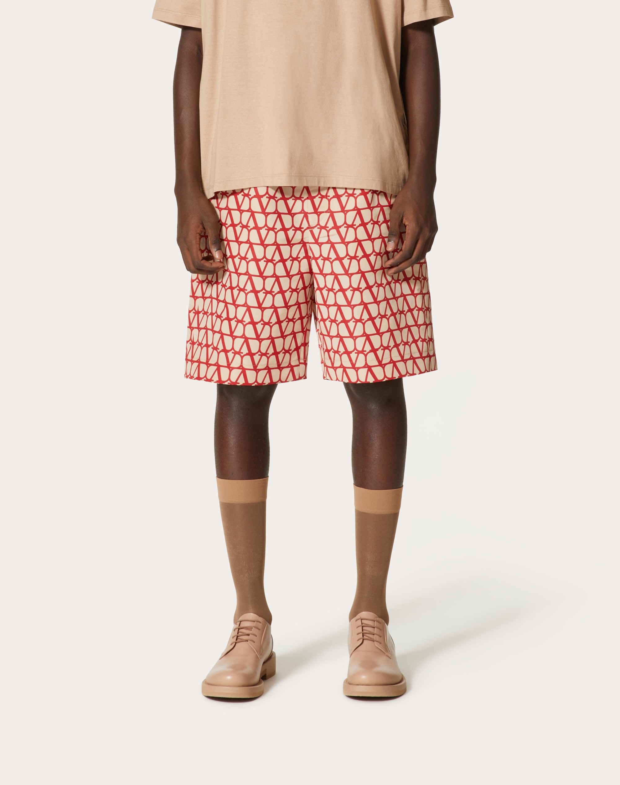 ALL-OVER TOILE ICONOGRAPHE PRINT SILK FAILLE BERMUDA SHORTS - 3