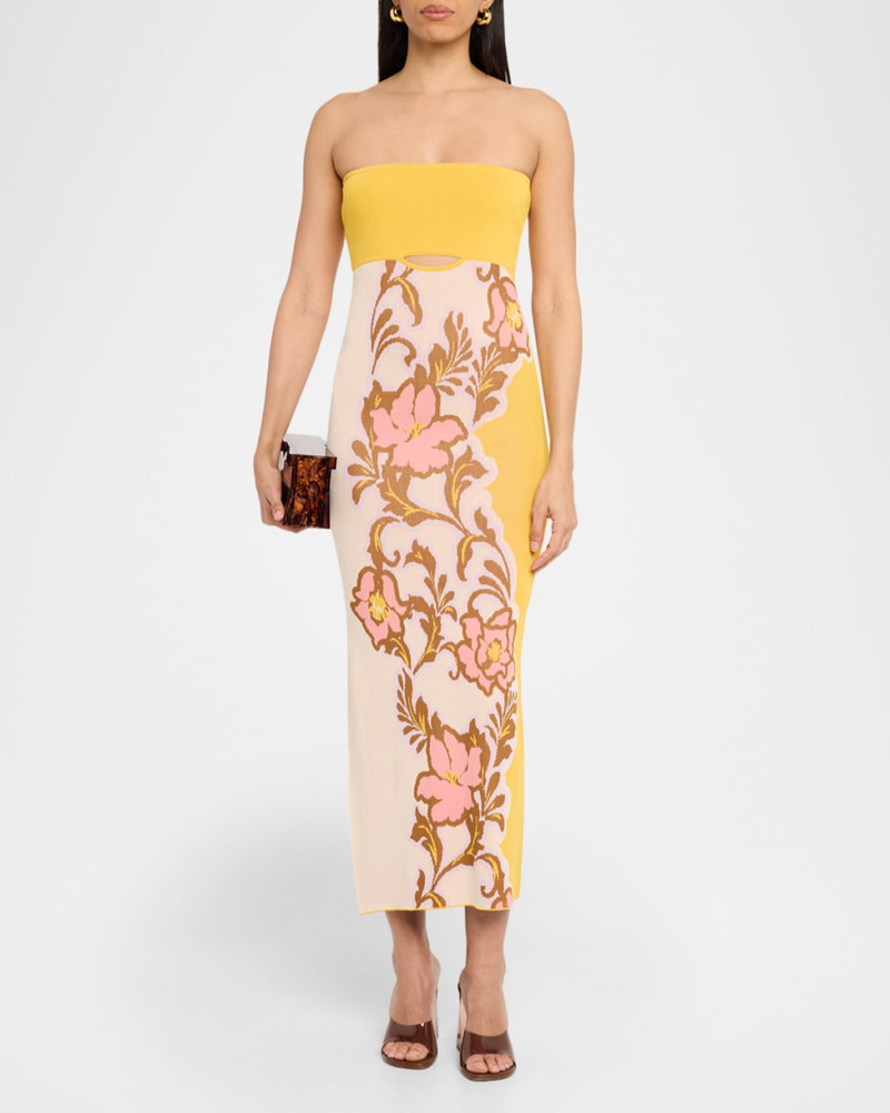 MISA Fletcher Floral Knit Strapless Dress outlook