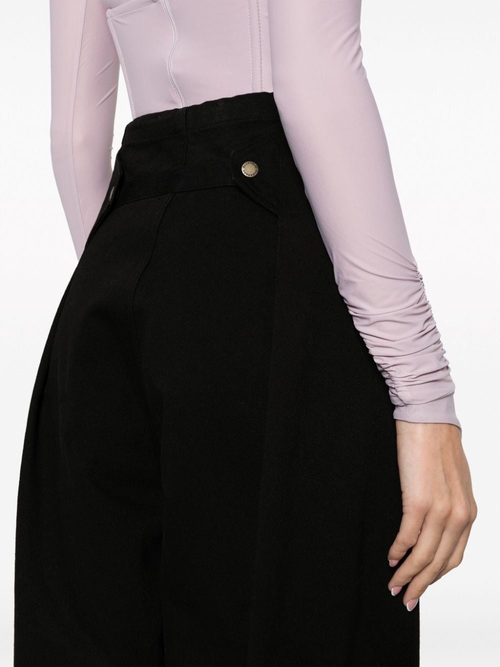 drawstring-waistband cotton trousers - 5