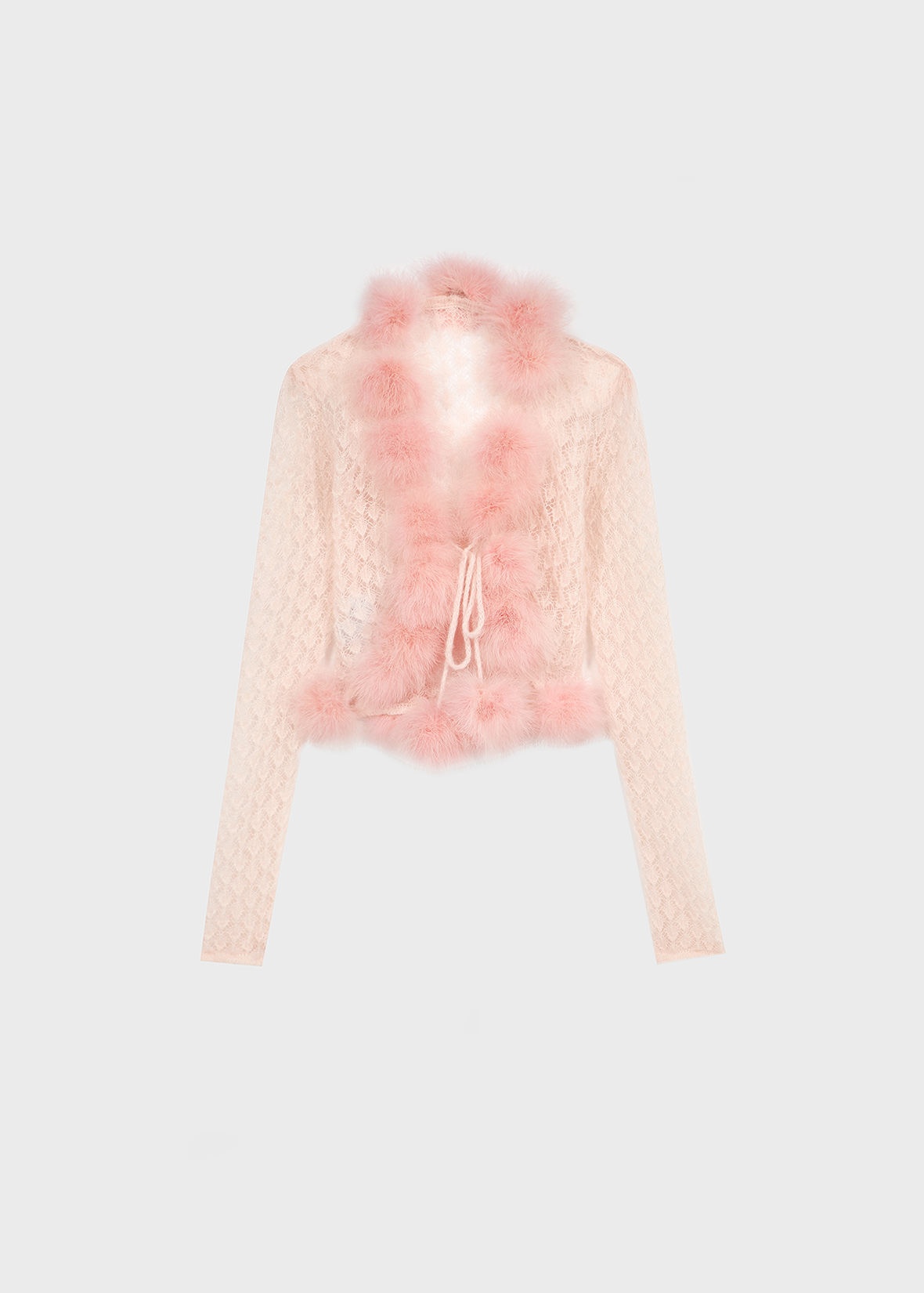 CARDIGAN WITH MARABOU POM-POMS - 1