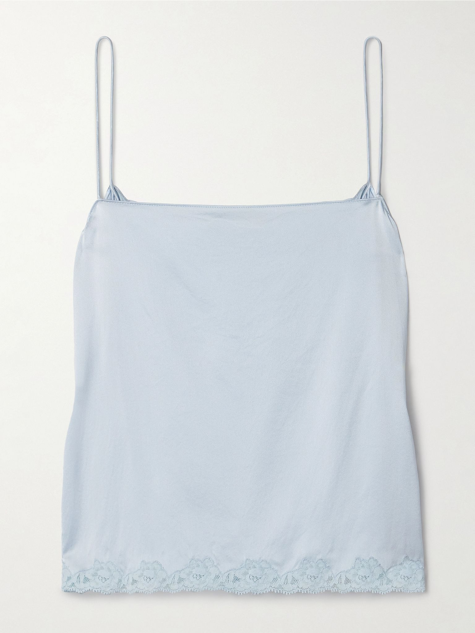 Kilari cotton-blend lace-trimmed silk-charmeuse camisole Light blue - 1
