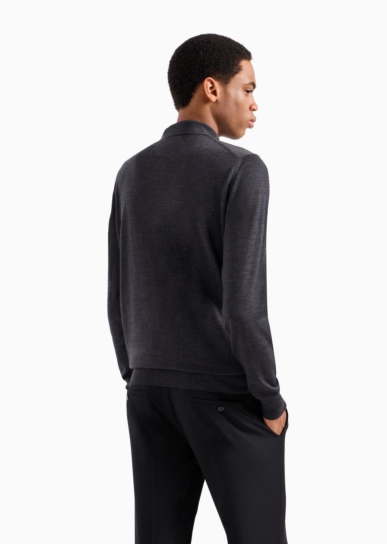 Virgin-wool jumper with polo-shirt collar - 3