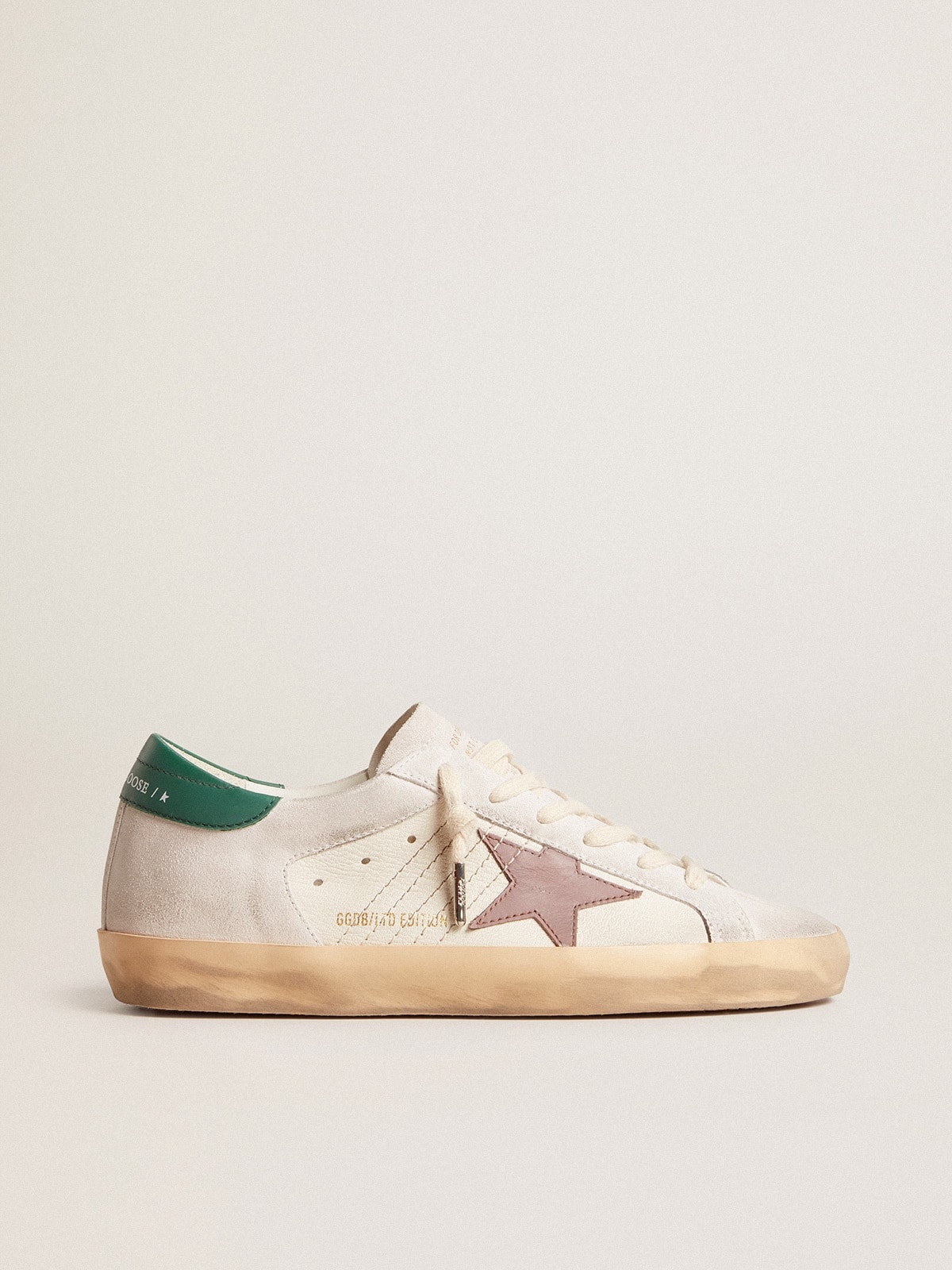 Super-Star LTD in suede with pink leather star and green heel tab - 1