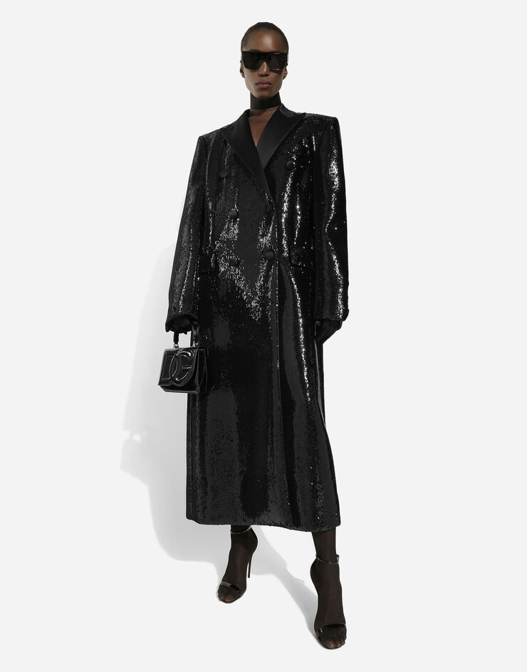 Micro-sequined double-breasted coat - 6