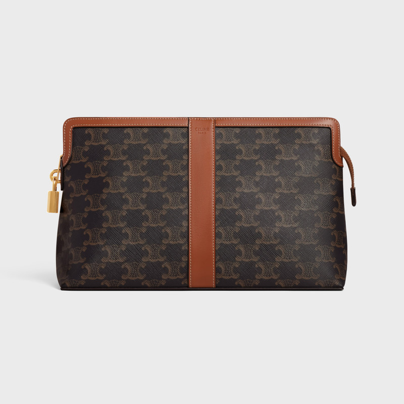Lock Toiletry Pouch in Triomphe Canvas and Calfskin 1