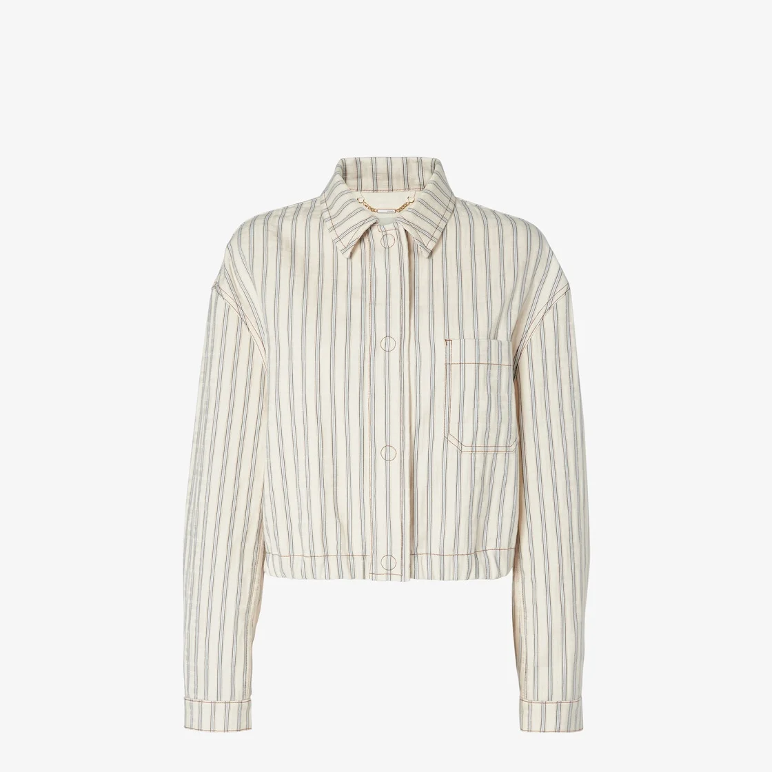 Jacket Beige FF denim jacket with light blue stripes - 1