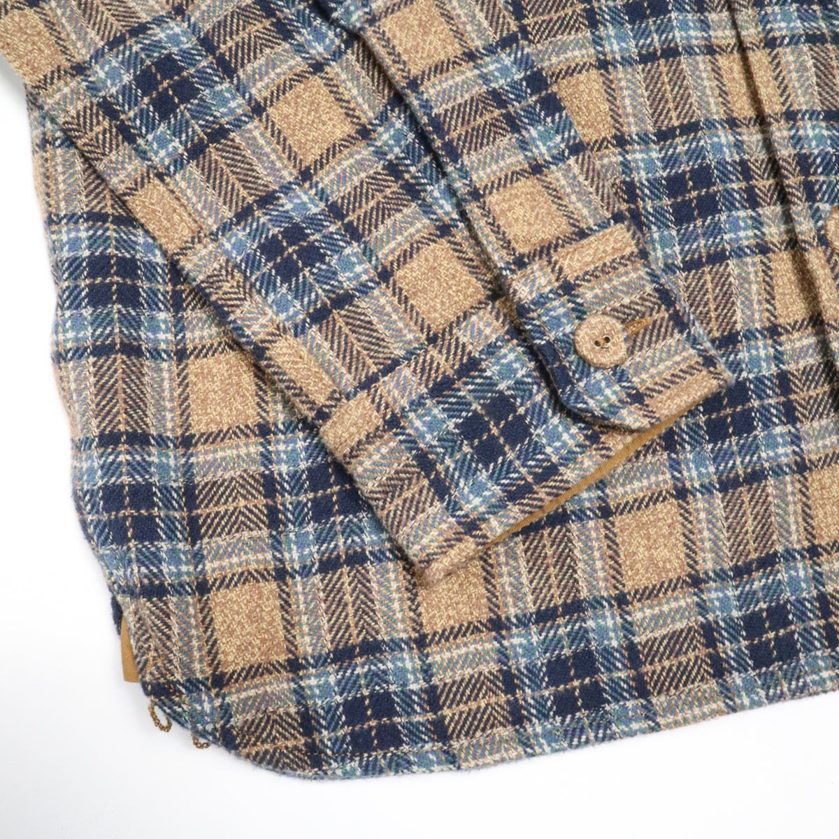 Cotton Tweed Check Double Pocket Shirt Beige - 4