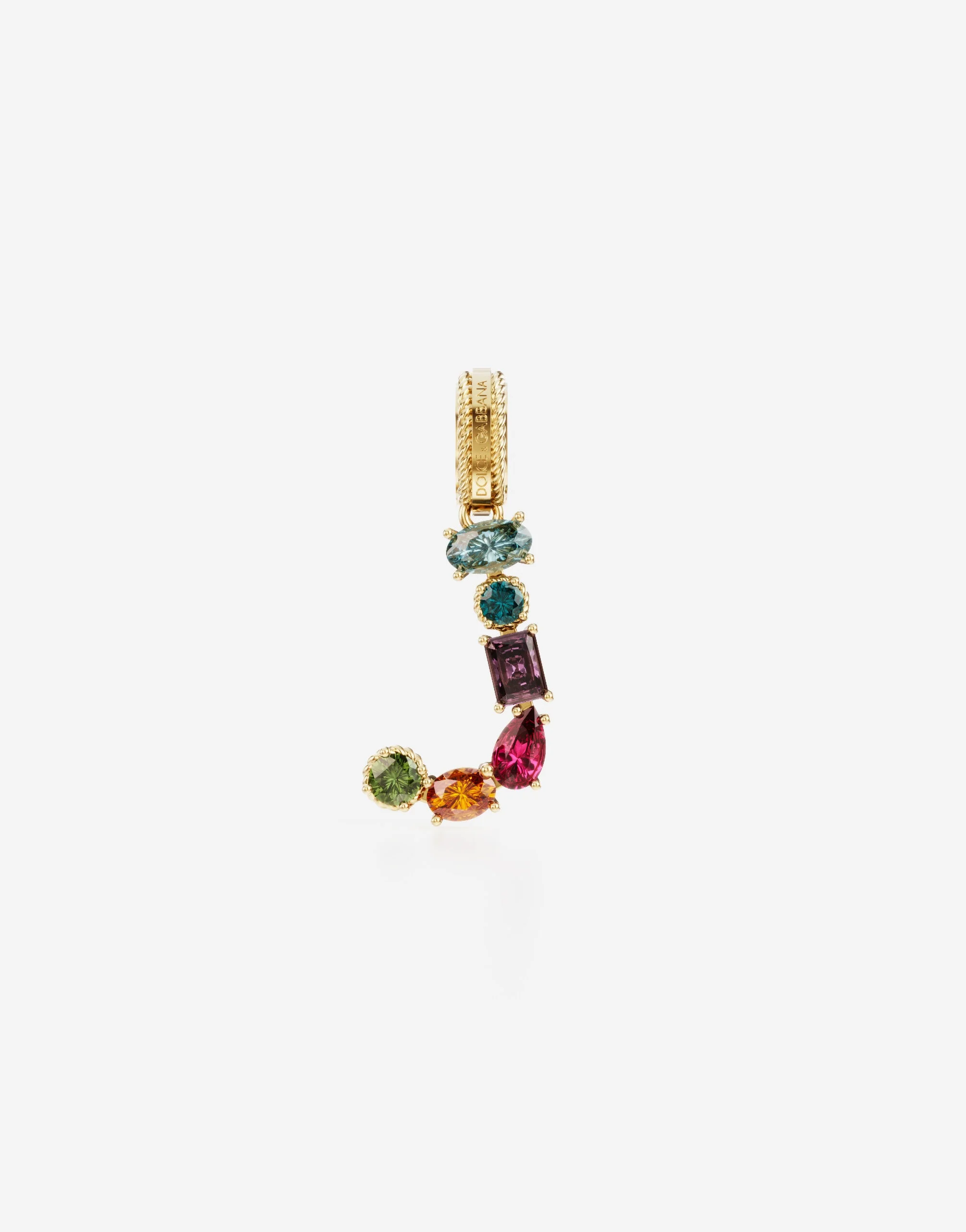 Charm J Lettering 18-carat yellow gold and multicolored gems - 1