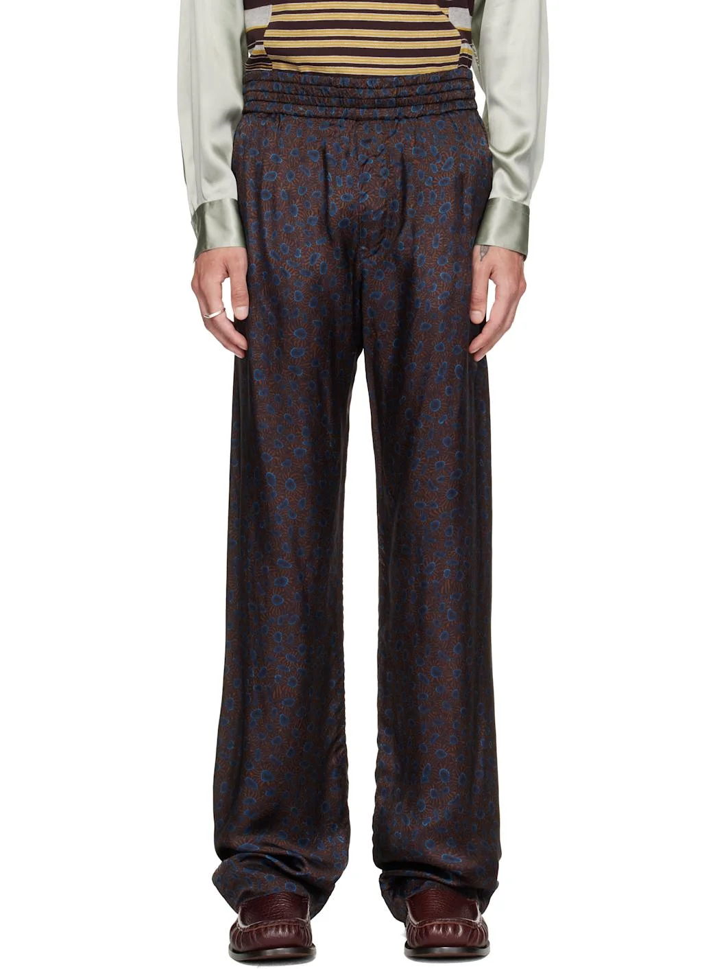 Brown Viscose Twill Trousers - 1