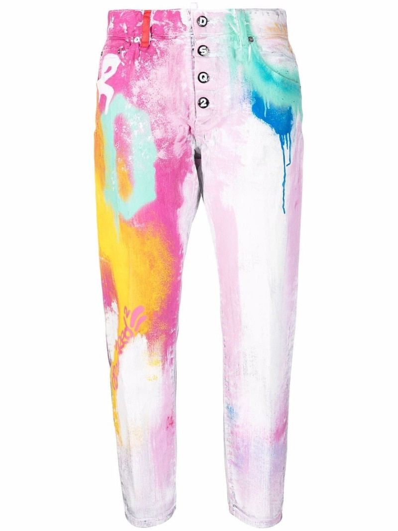 paint splatter detail cropped trousers 1