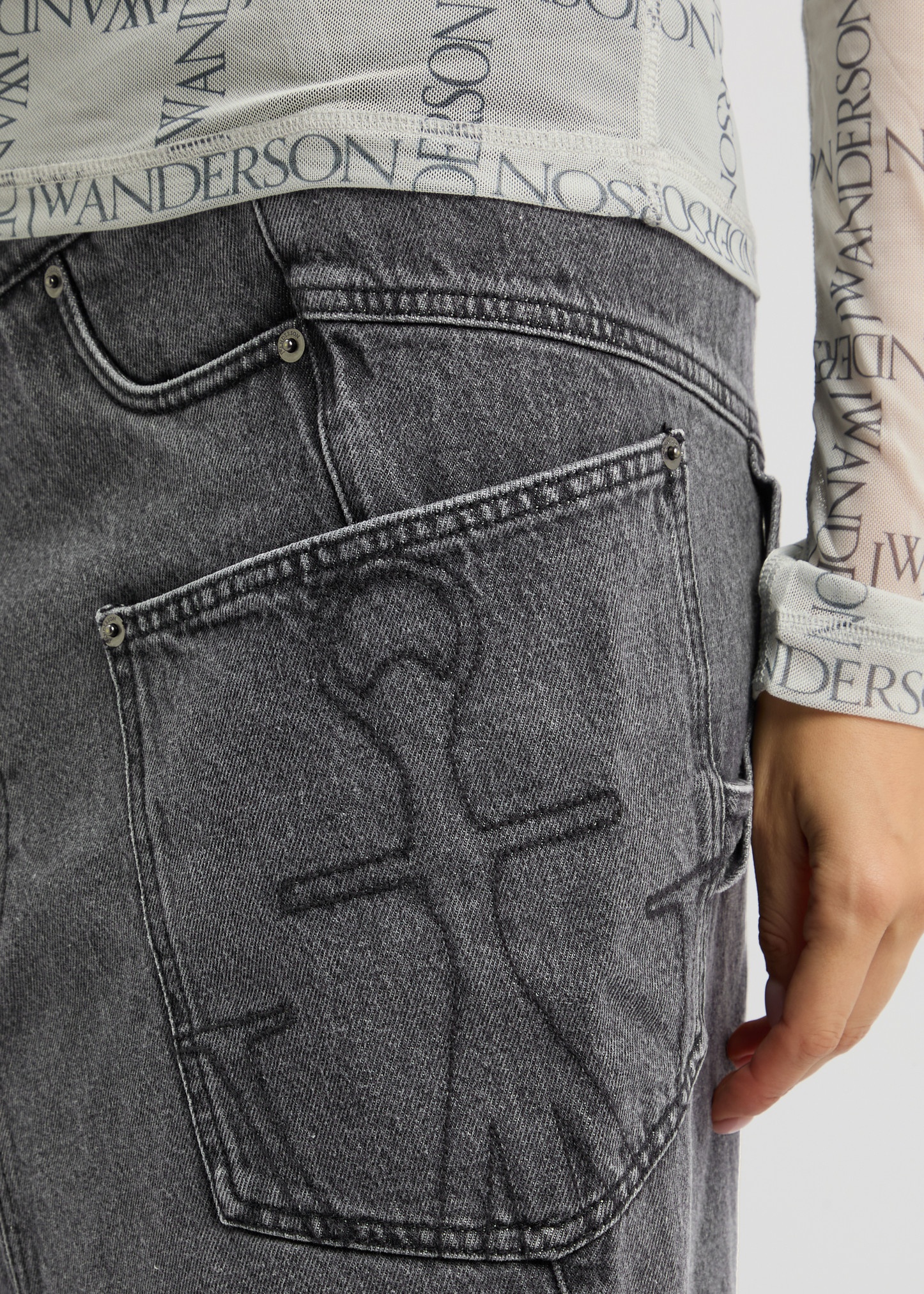 JW Anderson Twisted denim midi skirt | harveynichols
