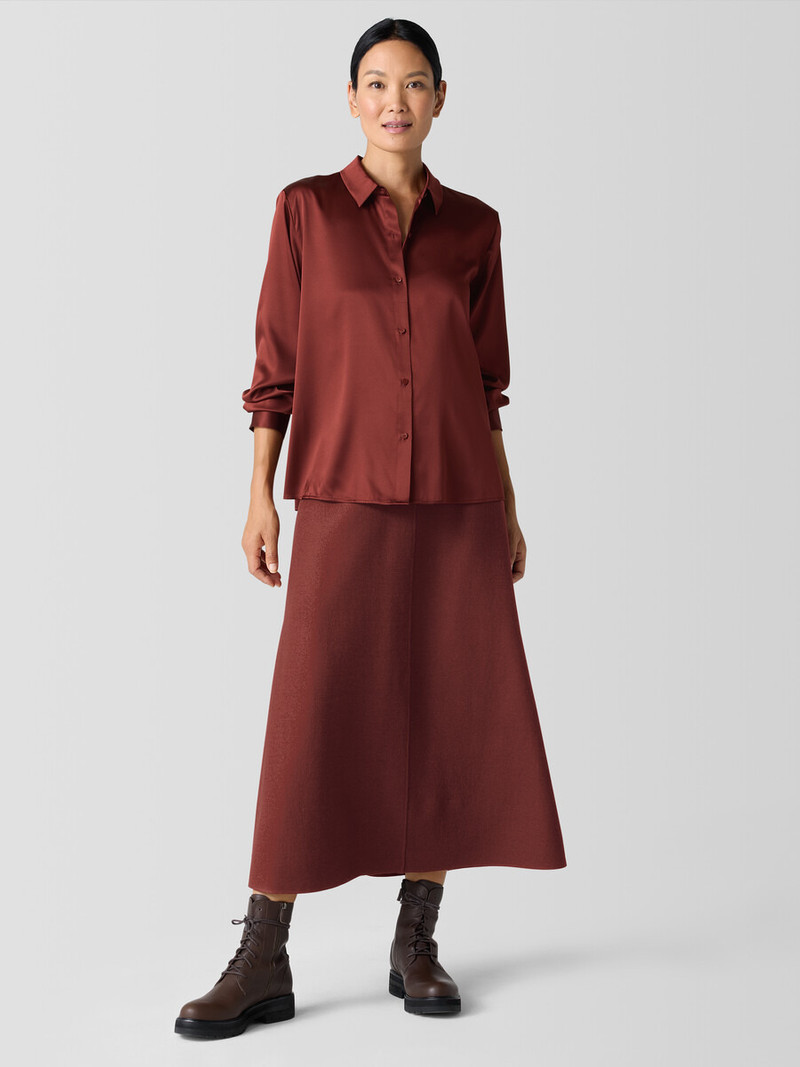 Stretch Silk Charmeuse Classic Collar Shirt 3