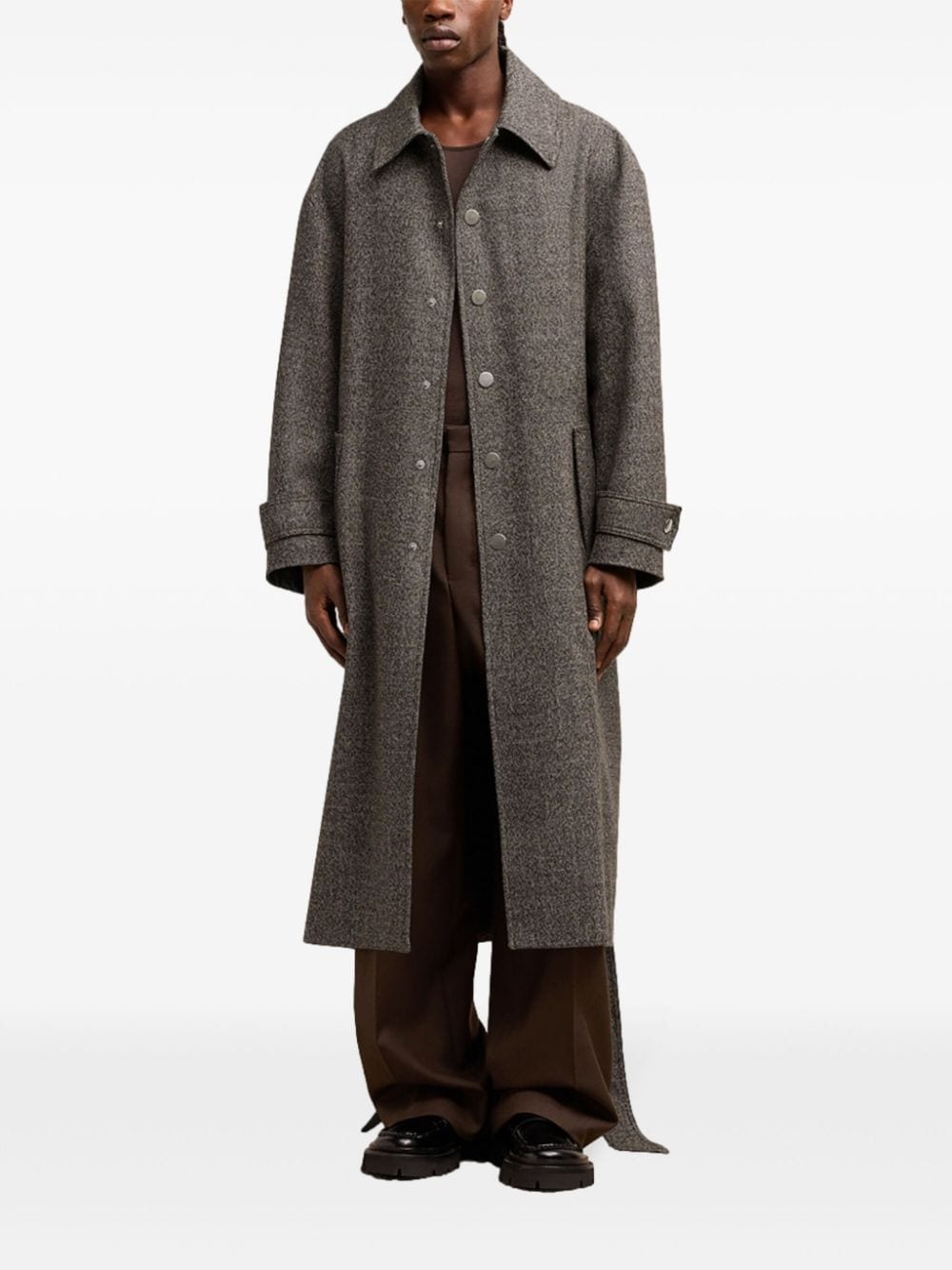 belted single-breasted coat - 2