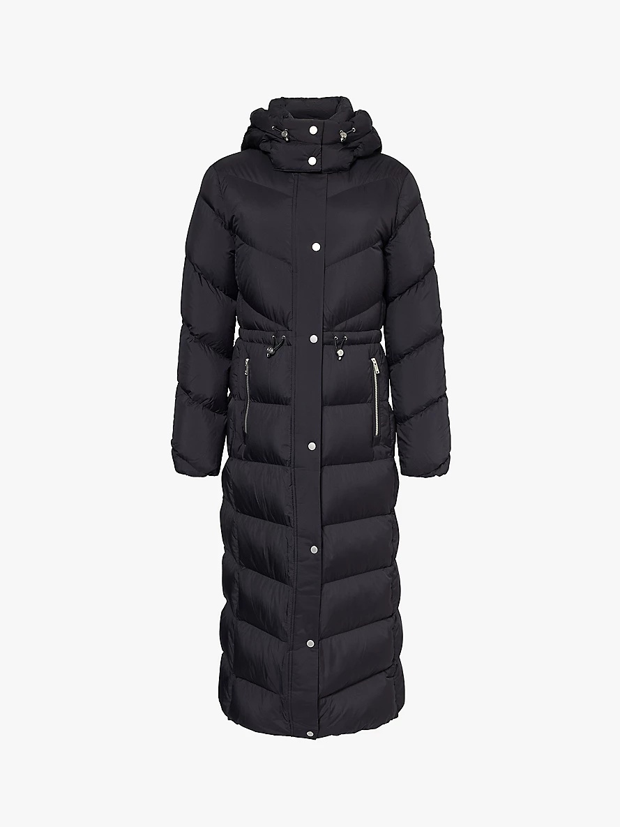 Belle Cote stand-collar long faille-down coat - 1