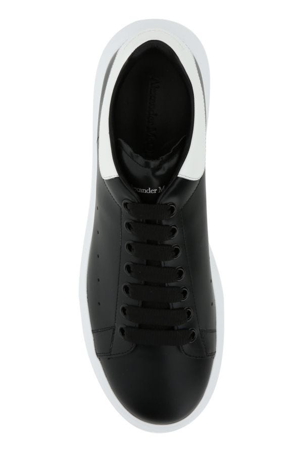 Black leather sneakers with white leather heel - 4