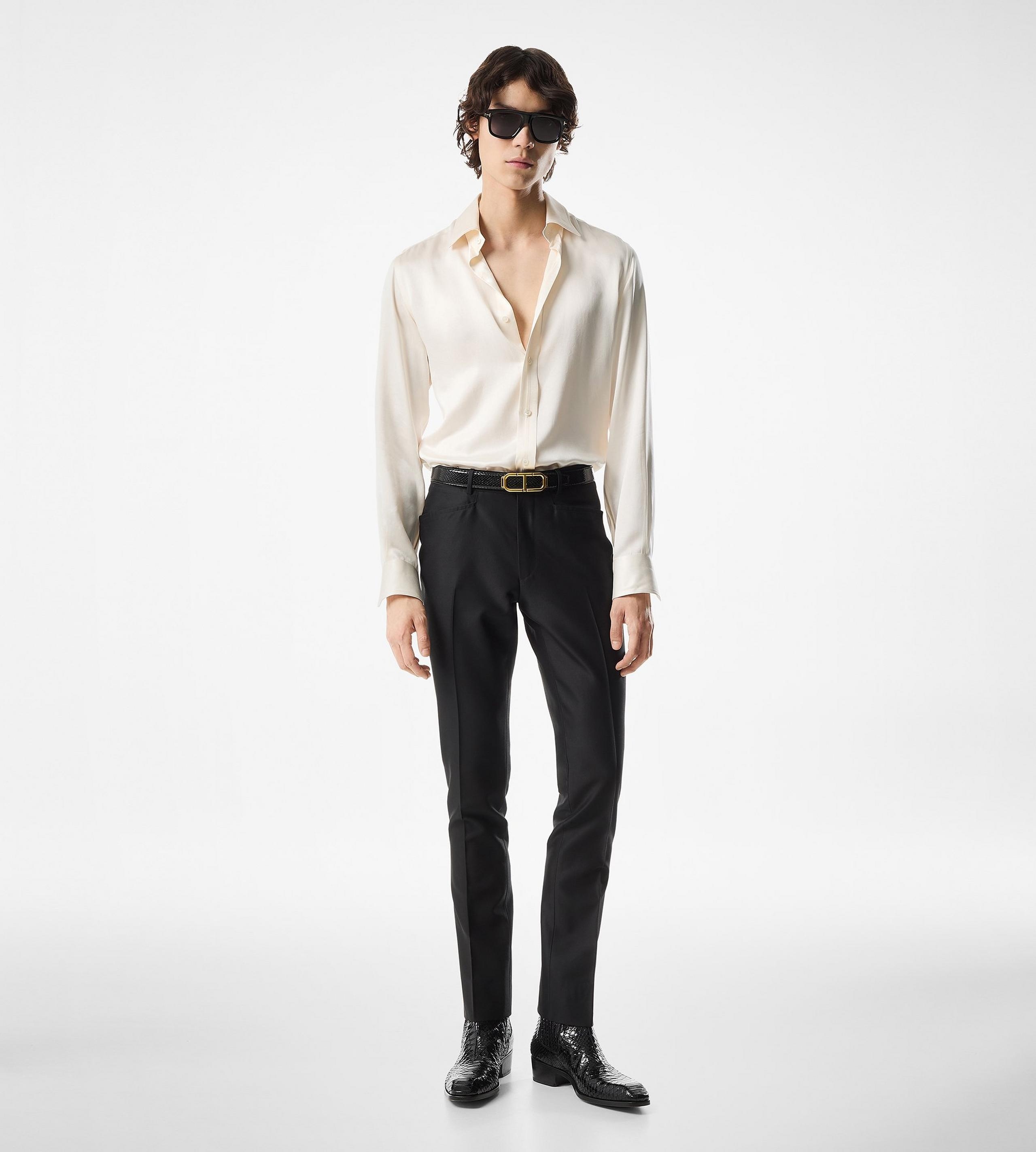 SILK CHARMEUSE SLIM FIT SHIRT - 2