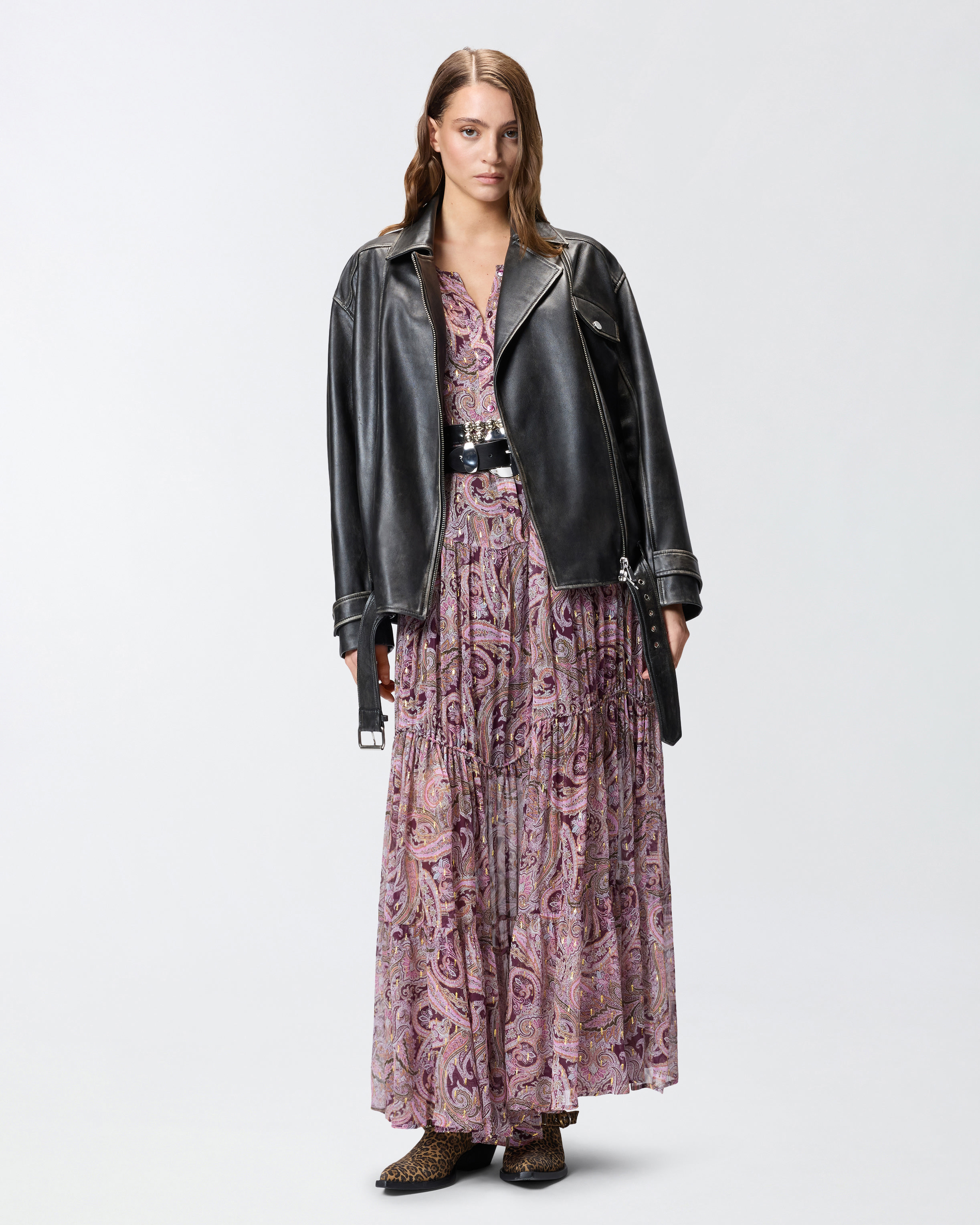 LONG DRESS WITH METALLIC CASHMERE PRINT - 3