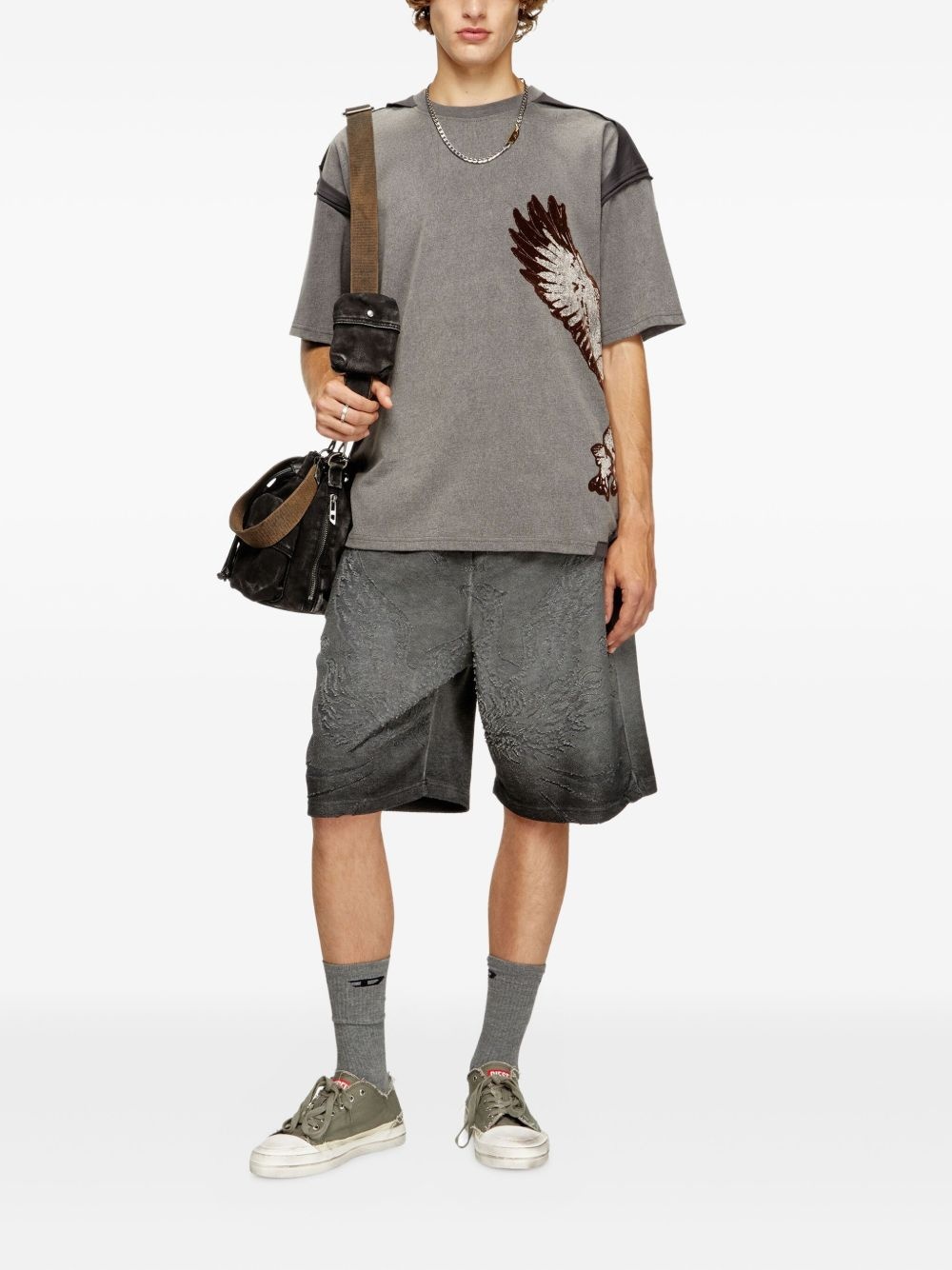 T-BOXT-PEELOFF eagle-print panelled T-shirt - 2
