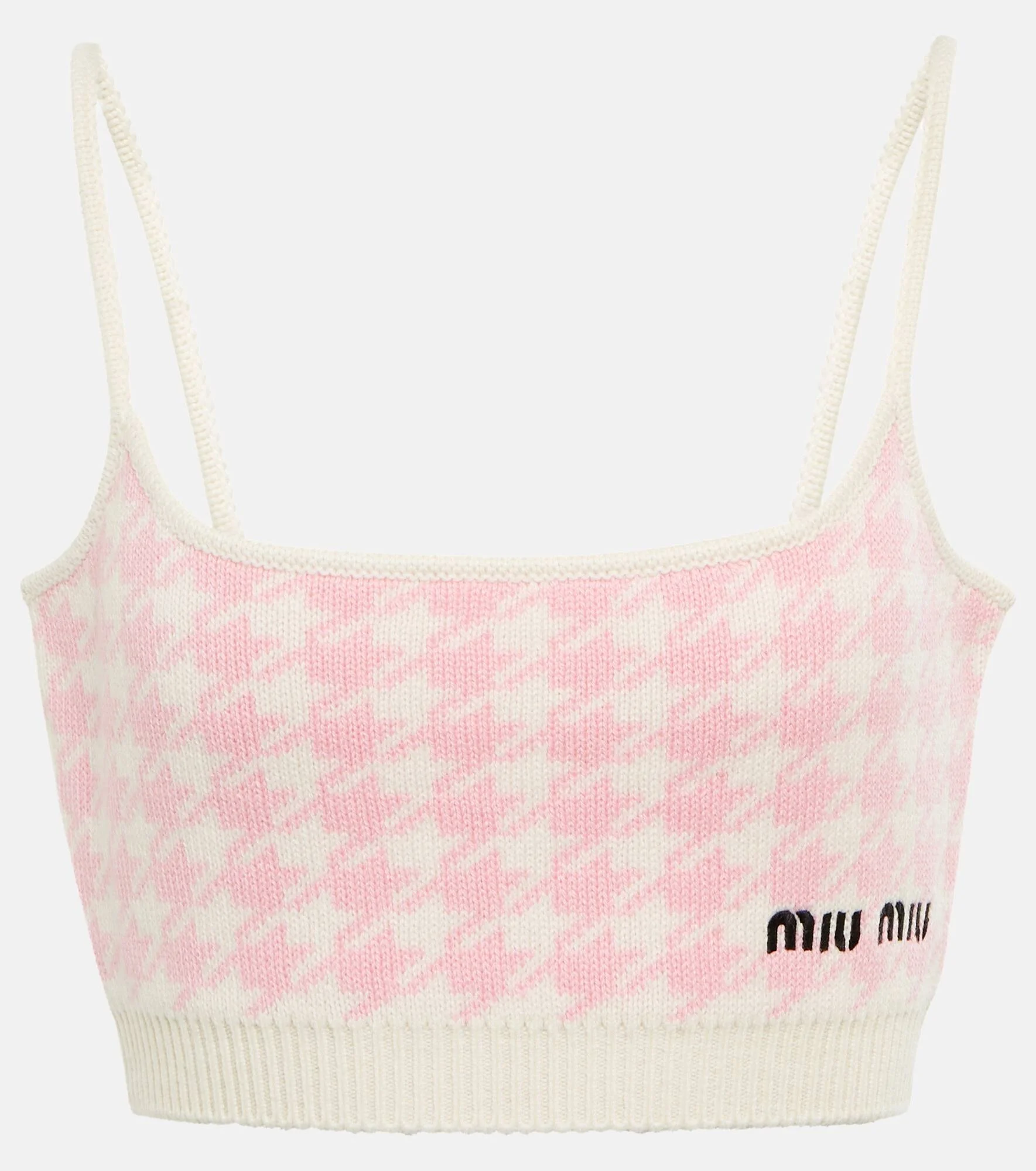 Houndstooth cashmere crop top - 1