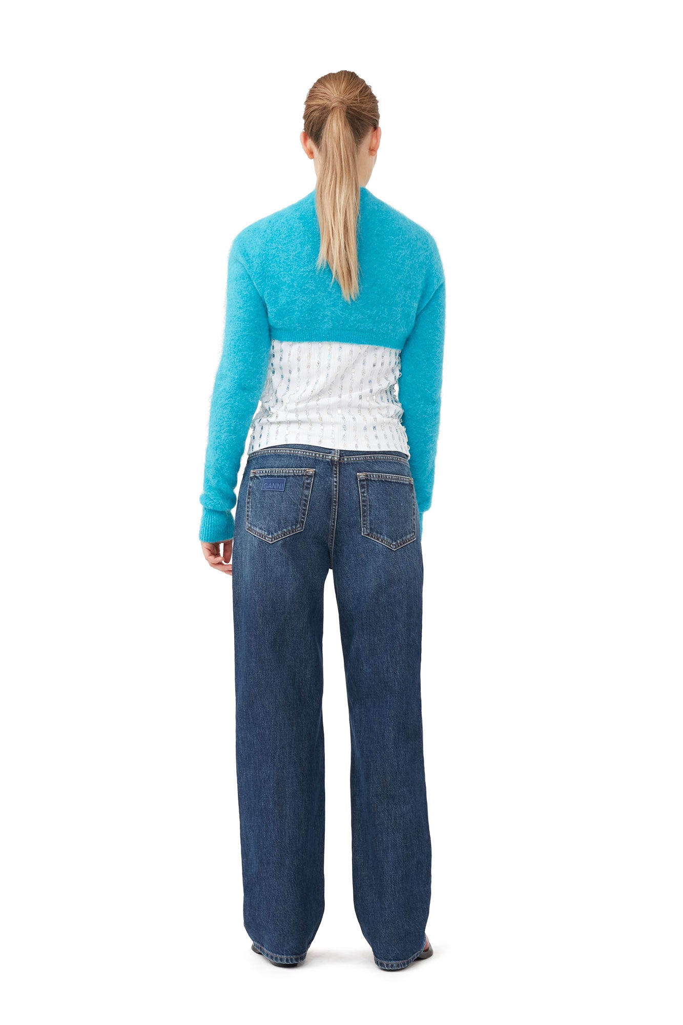 BLUE BRUSHED ALPACA BOLERO - 4