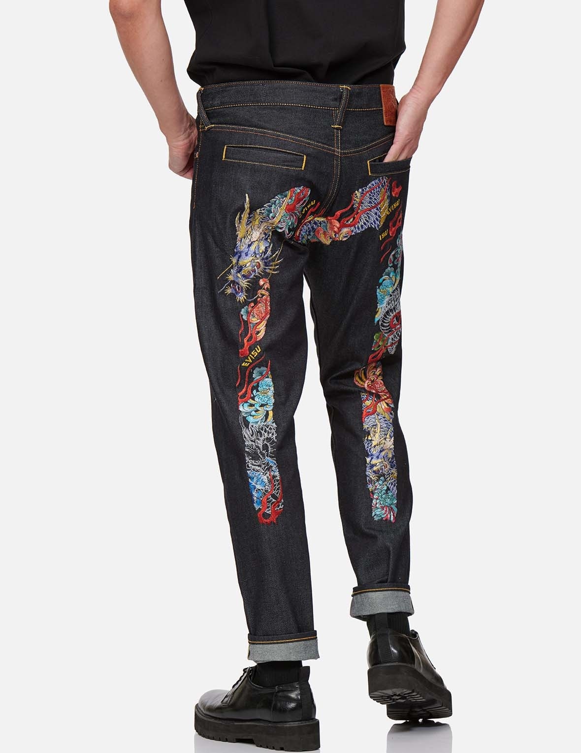 MULTICOLOR DRAGON DAICOCK EMBROIDERED CARROT FIT JEANS #2017 - 3