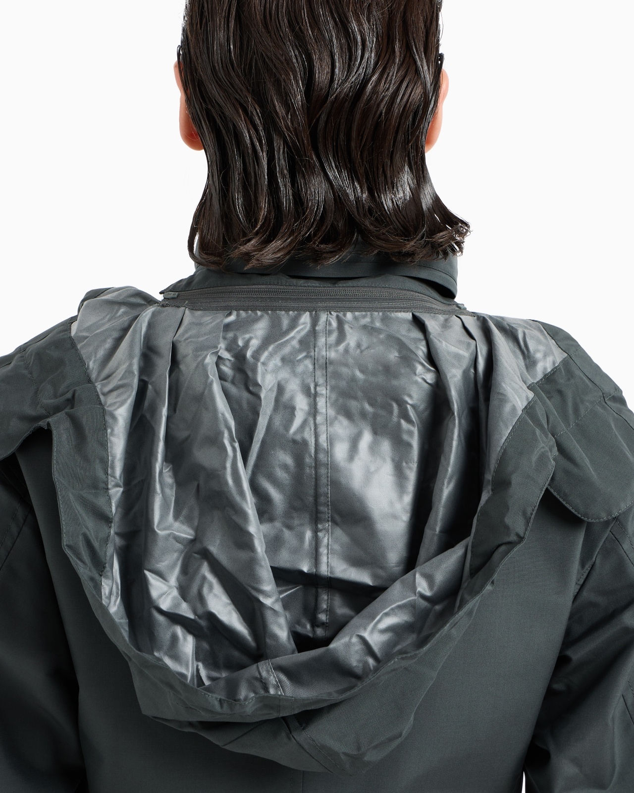 TECHNICAL SILK HOODED PEA COAT - 6