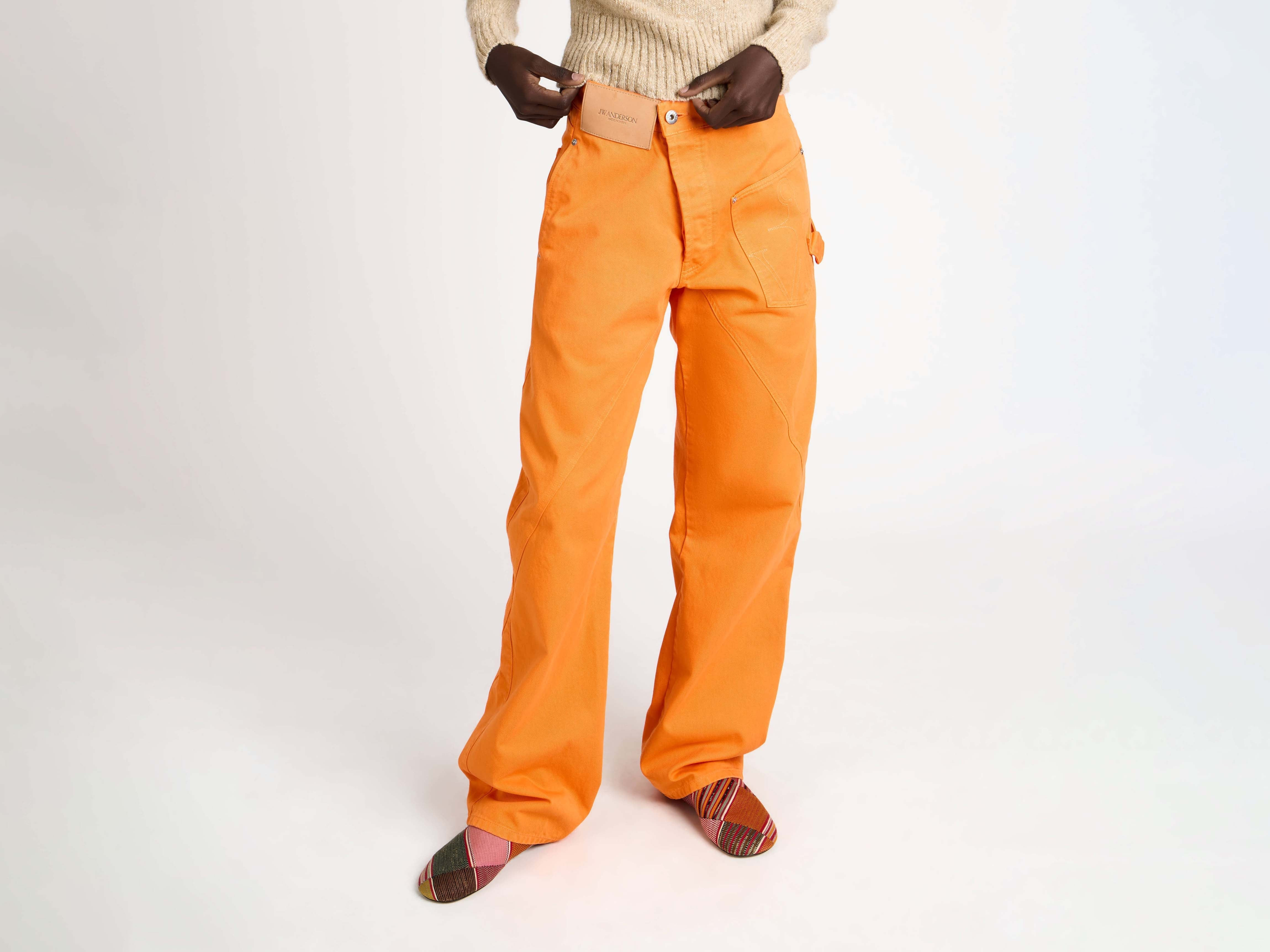 TWISTED WORKWEAR JEANS IN BRIGHT ORANGE - 7