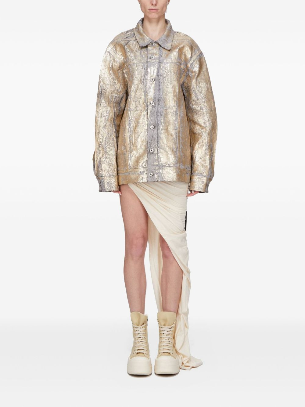 metallic cracked-effect jacket - 2