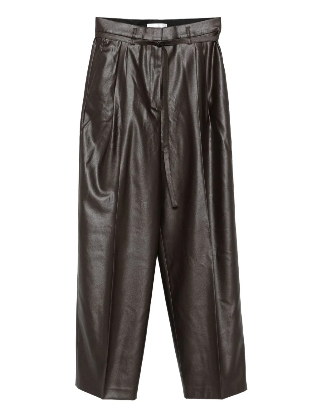 pleated leather trousers - 1