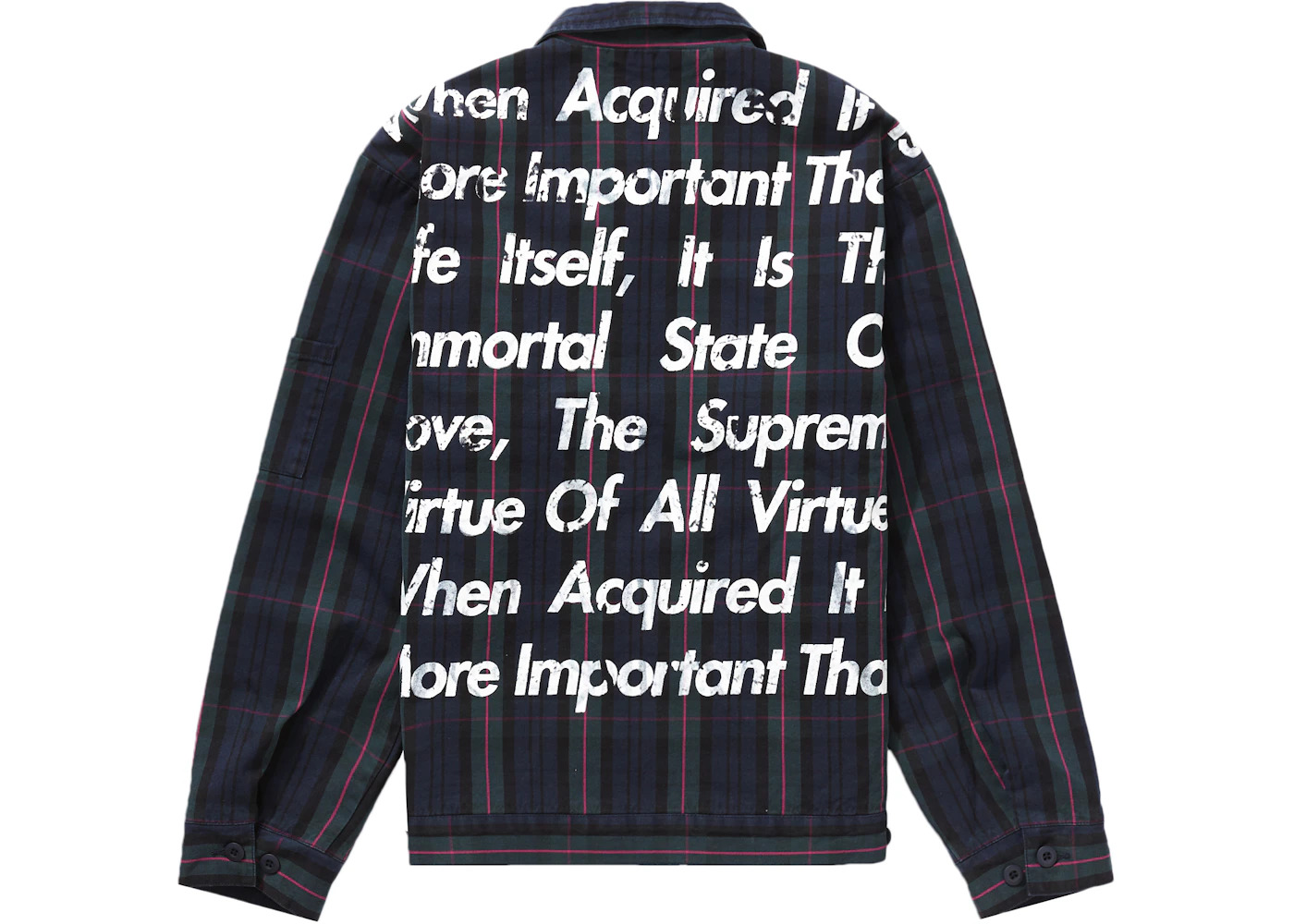 Supreme JUNYA WATANABE CDG MAN Printed Work Jacket Navy Plaid - 1