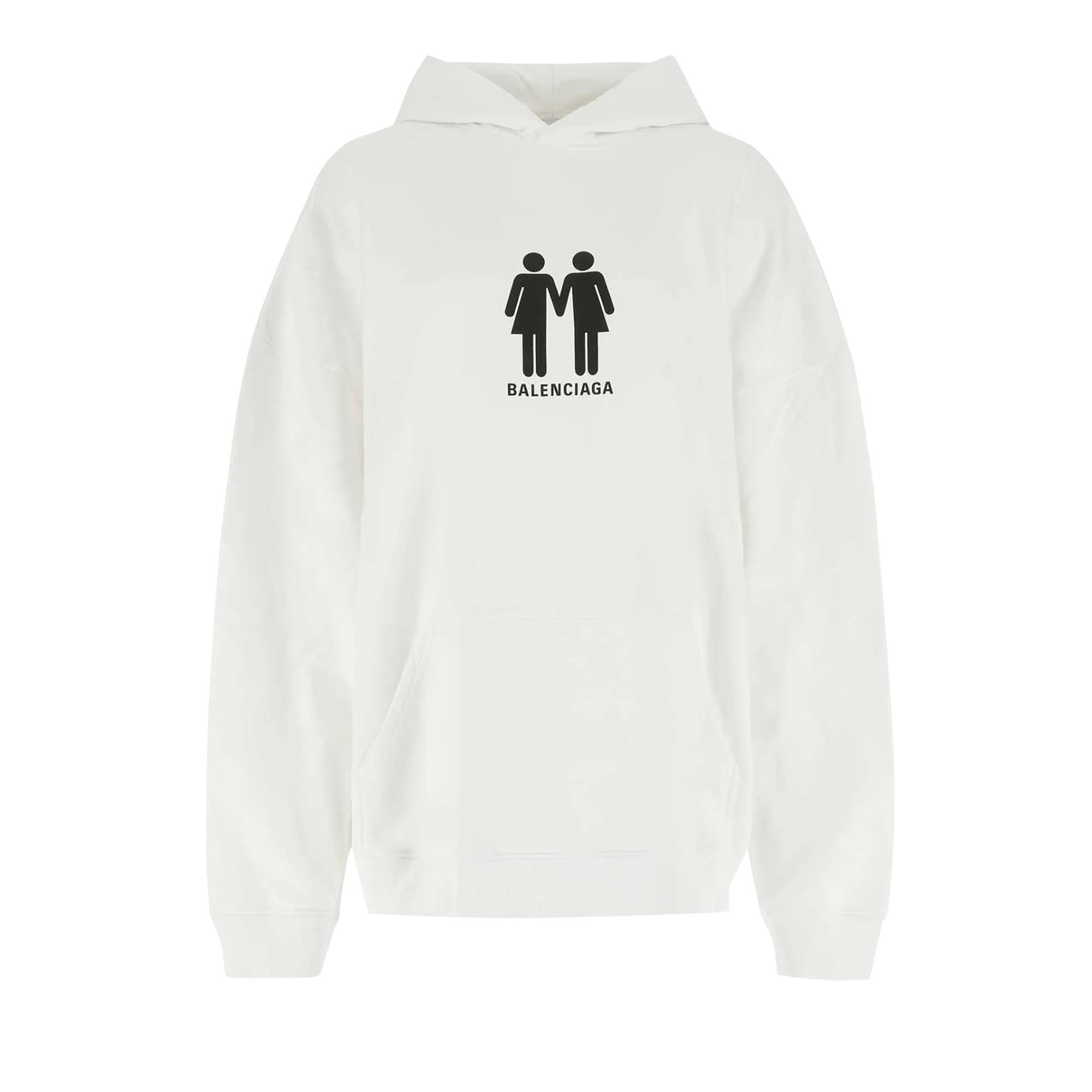 Balenciaga Boxy Hoodie 'White/Black' - 1