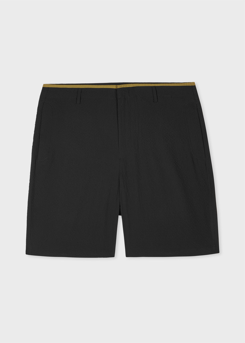 Black Recycled-Polyester Bubble Seersucker Shorts 1