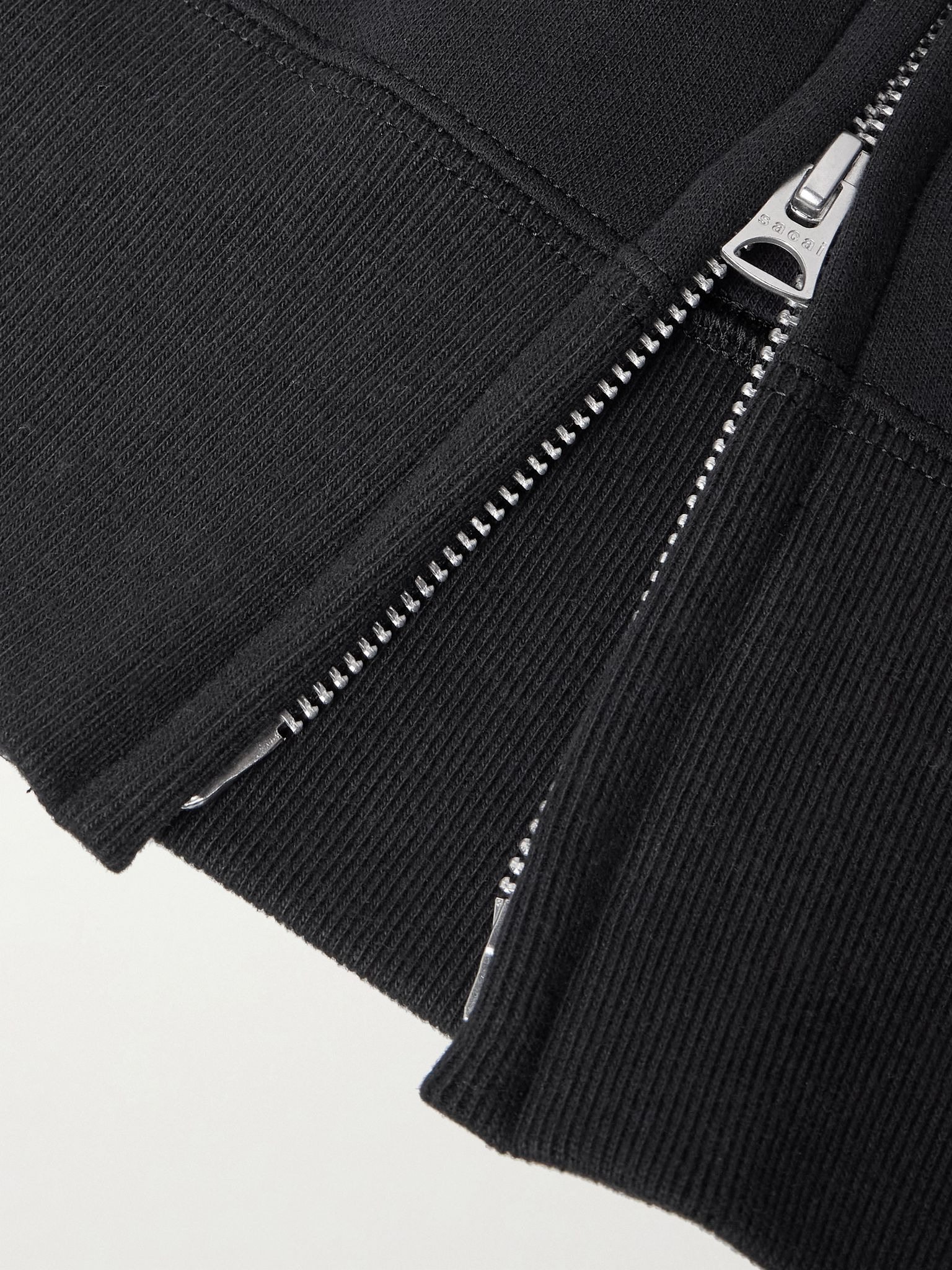 MA-1 Nylon-Trimmed Cotton-Blend Jersey Zip-Up Hoodie Black - 6