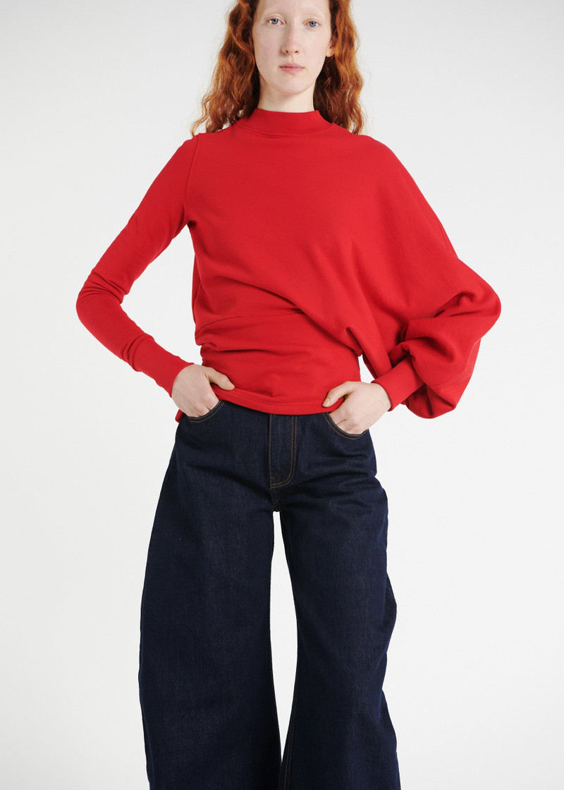 SLOUCHED SLEEVE SWEATSHIRT RED 2