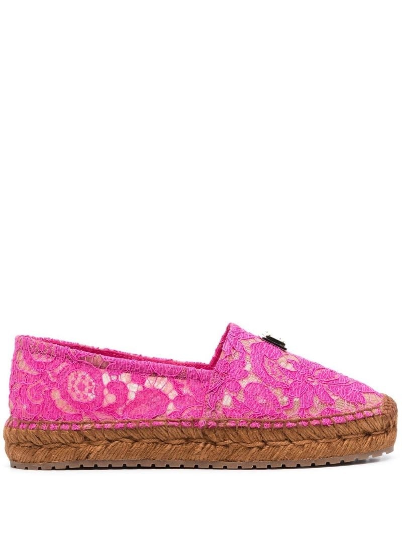 lace-panel logo-plaque espadrilles - 1