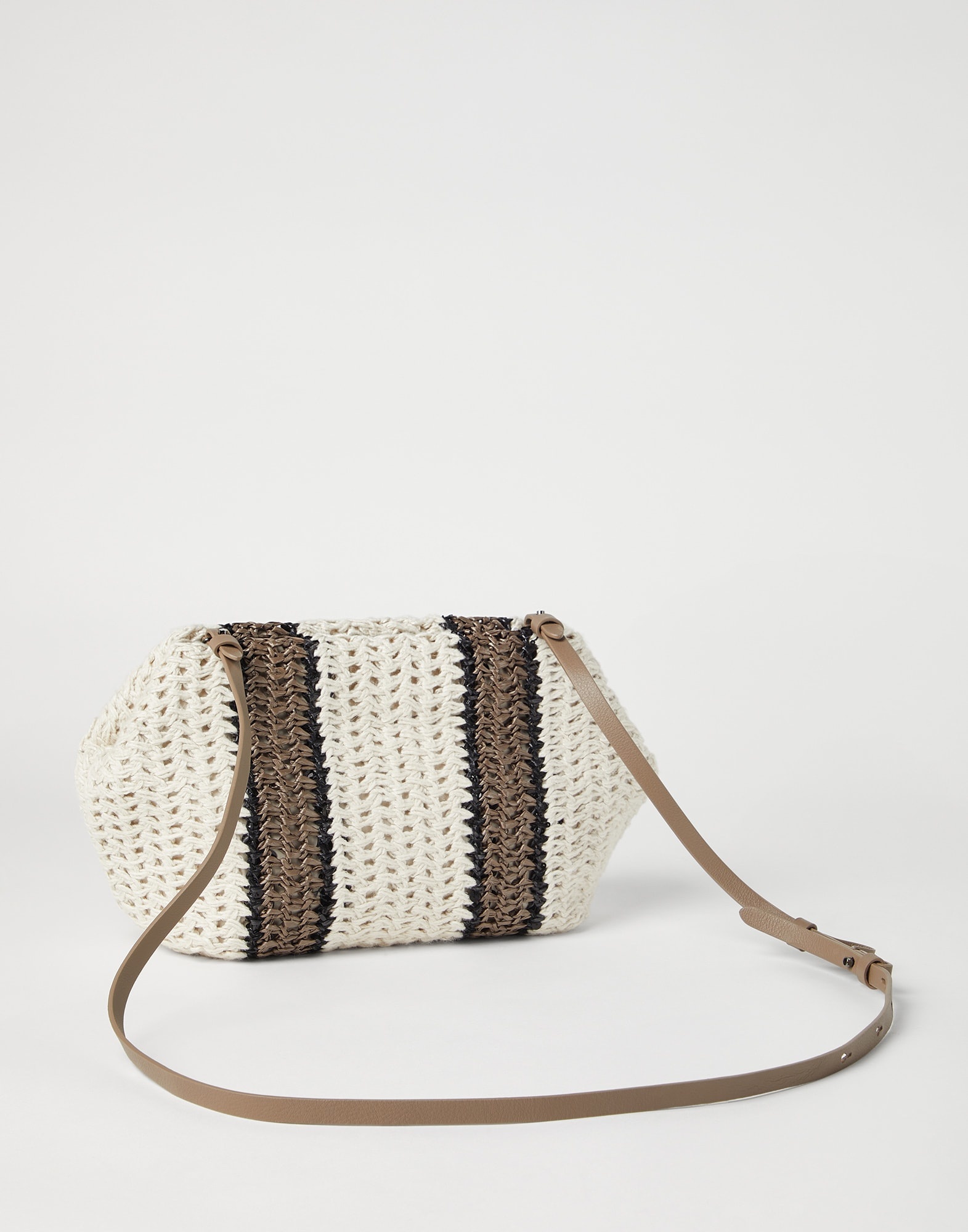 Raffia-effect knit striped bag - 2