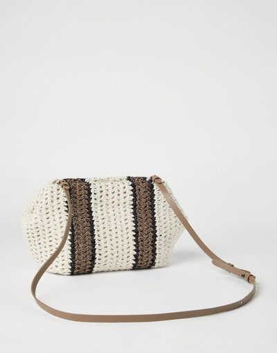 Brunello Cucinelli Raffia-effect knit striped bag outlook