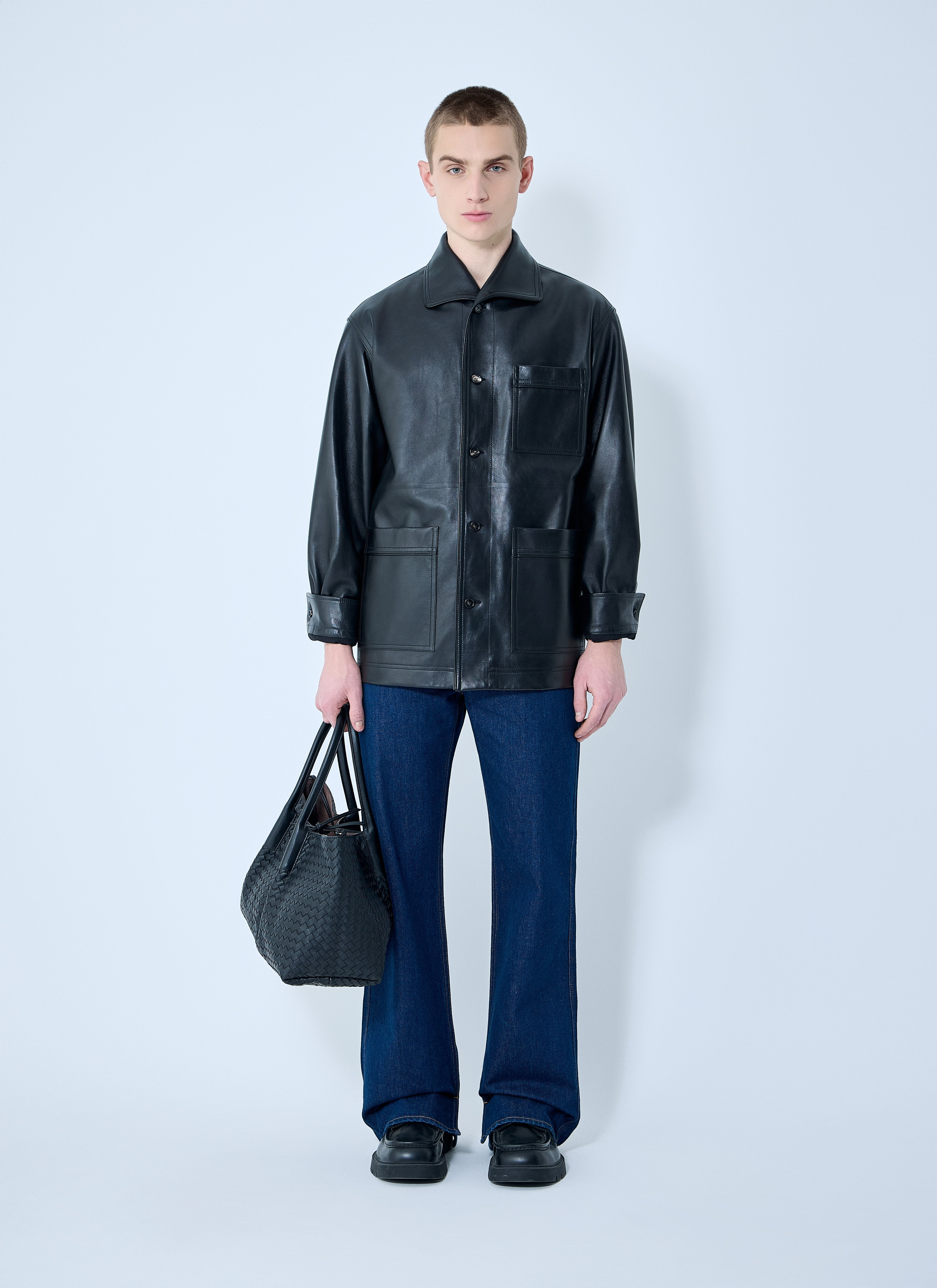 Bottega Veneta Men Leather Pyjama Shirt - 2